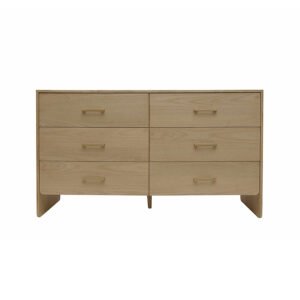 Elegant Oak Veneer Dresser with Soft-Close Drawers & Gold Finish