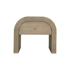 Modern Freya Bedside Table with Curved Design and Red Oak Veneer