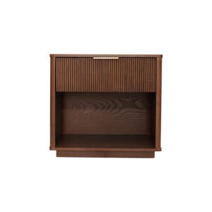 Avalon Bedside Table with White Oak Veneer & Spacious Drawer