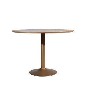 Dossey Dining Table – Elegant Oak Veneer with Gold Accents
