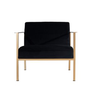 Atticus Lounge Chair with Gold Accent Finish and Velvet Upholstery