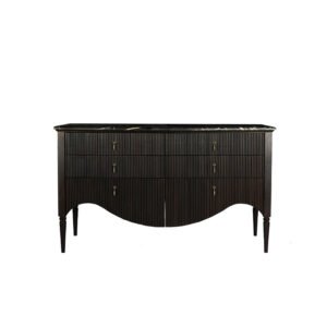 Luxury Marble Top Sheesham Wood Dresser - Dark Walnut Finish