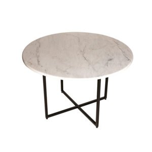 Postmodern Marble Round Dining Table with Black Metal Frame
