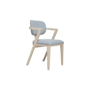 Minimalist Oak Dining Chair with Jacquard Upholstery